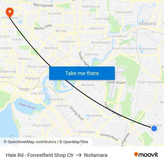 Hale Rd - Forrestfield Shop Ctr to Nollamara map