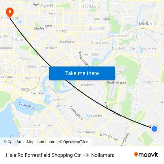 Hale Rd Forrestfield Shopping Ctr to Nollamara map