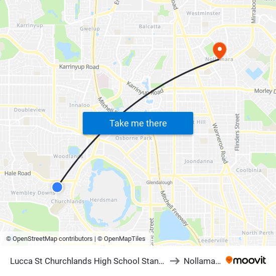 Lucca St Churchlands High School Stand 3 to Nollamara map