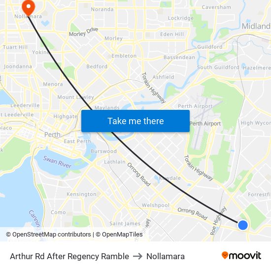 Arthur Rd After Regency Ramble to Nollamara map