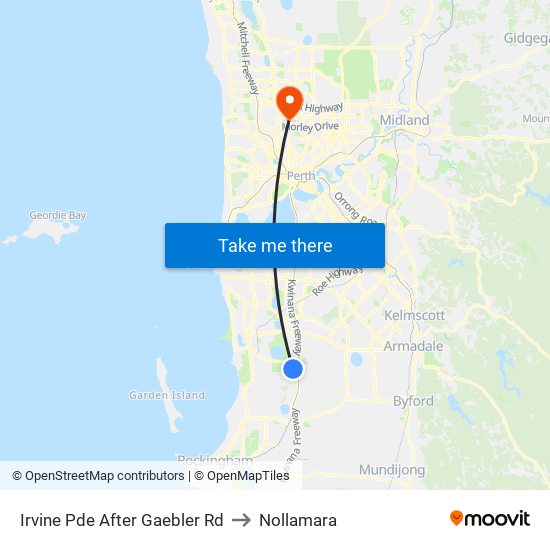 Irvine Pde After Gaebler Rd to Nollamara map