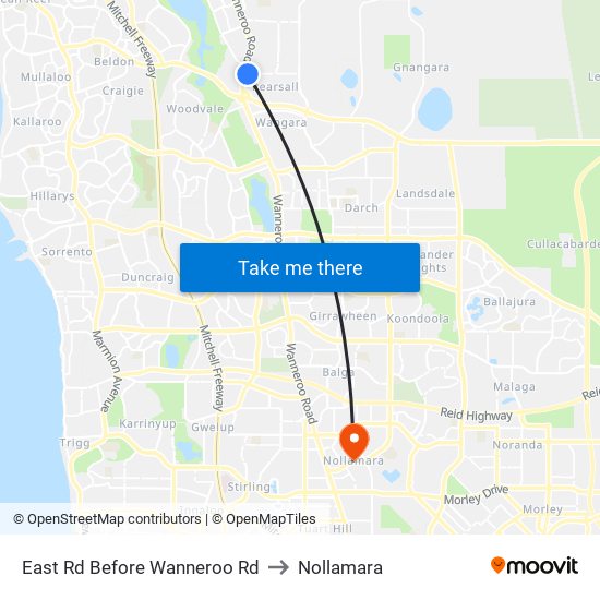 East Rd Before Wanneroo Rd to Nollamara map