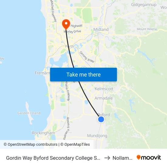 Gordin Way Byford Secondary College Stand 2 to Nollamara map