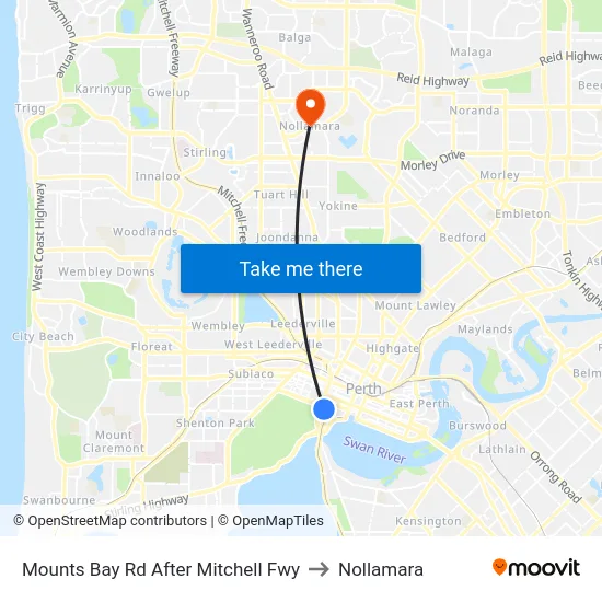 Mounts Bay Rd After Mitchell Fwy to Nollamara map