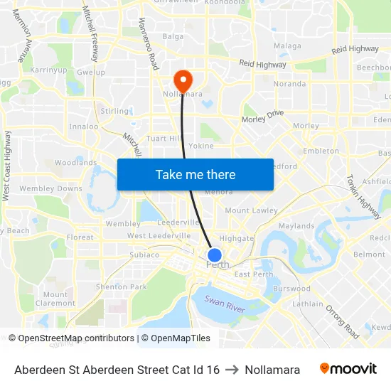 Aberdeen St Aberdeen Street Cat Id 16 to Nollamara map