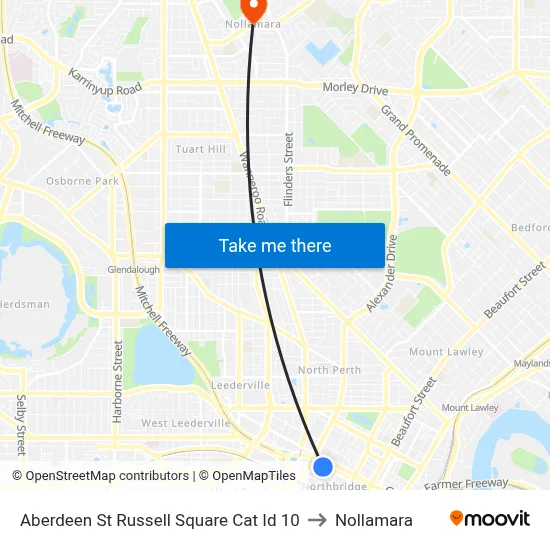 Aberdeen St Russell Square Cat Id 10 to Nollamara map