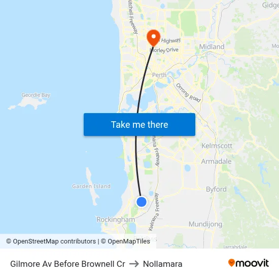 Gilmore Av Before Brownell Cr to Nollamara map