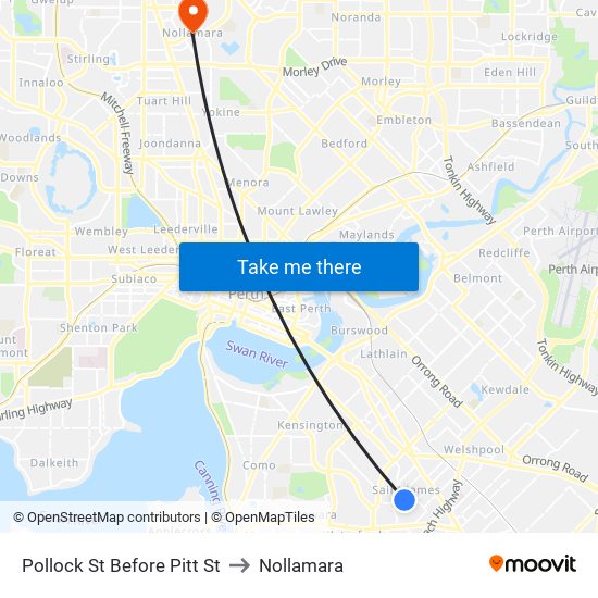 Pollock St Before Pitt St to Nollamara map