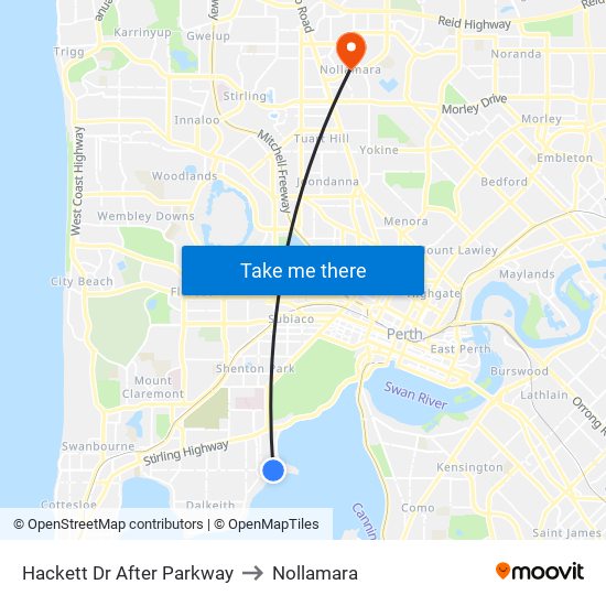 Hackett Dr After Parkway to Nollamara map