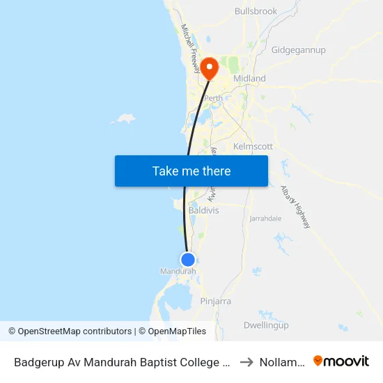 Badgerup Av Mandurah Baptist College Stand 2 to Nollamara map
