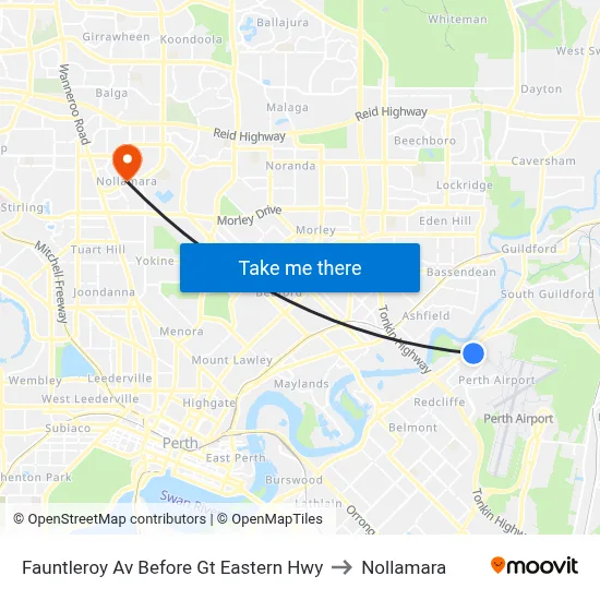 Fauntleroy Av Before Gt Eastern Hwy to Nollamara map