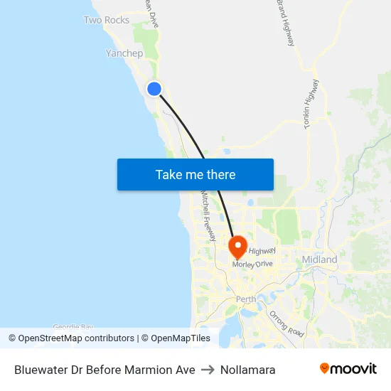 Bluewater Dr Before Marmion Ave to Nollamara map