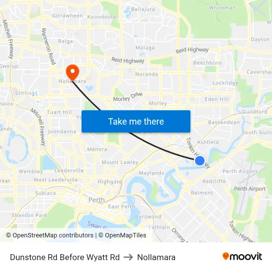 Dunstone Rd Before Wyatt Rd to Nollamara map