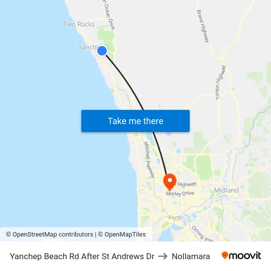 Yanchep Beach Rd After St Andrews Dr to Nollamara map