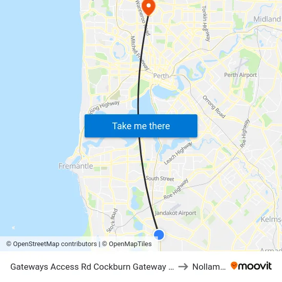 Gateways Access Rd Cockburn Gateway Shop Ctr to Nollamara map