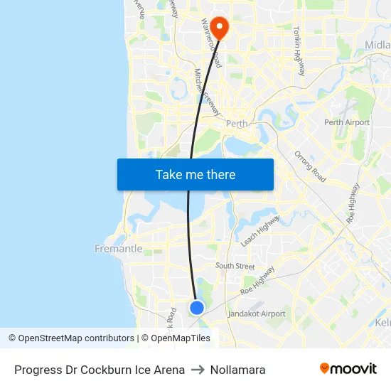 Progress Dr Cockburn Ice Arena to Nollamara map