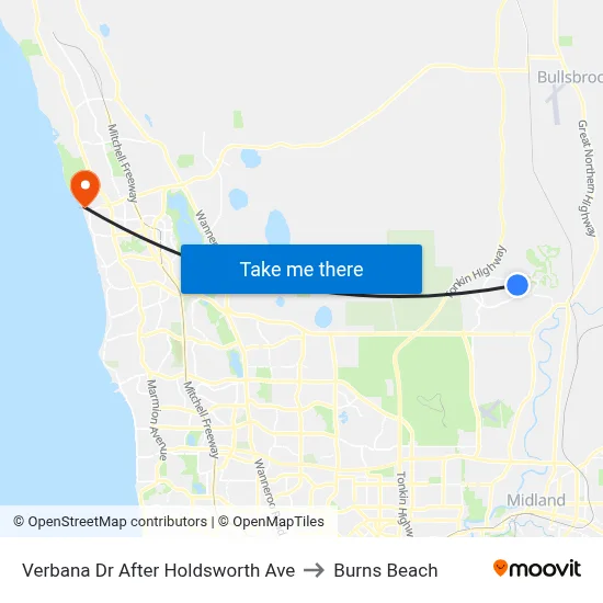 Verbana Dr After Holdsworth Ave to Burns Beach map