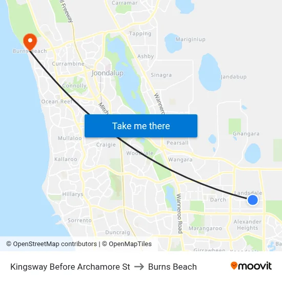 Kingsway   Before Archamore St to Burns Beach map