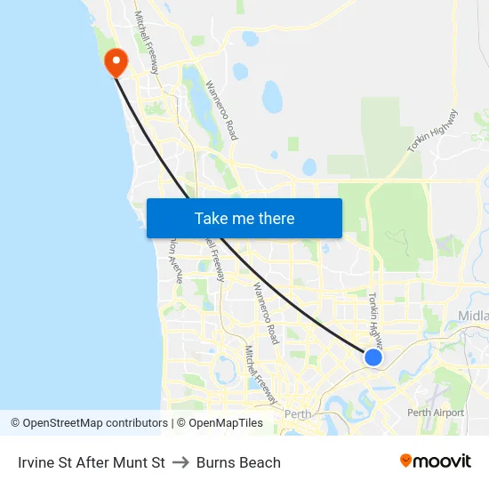 Irvine St After Munt St to Burns Beach map