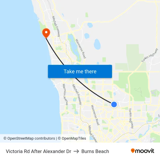 Victoria Rd After Alexander Dr to Burns Beach map