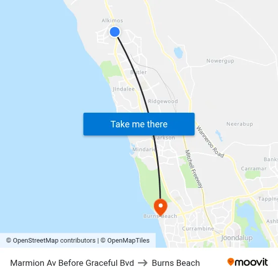 Marmion Av Before Graceful Bvd to Burns Beach map