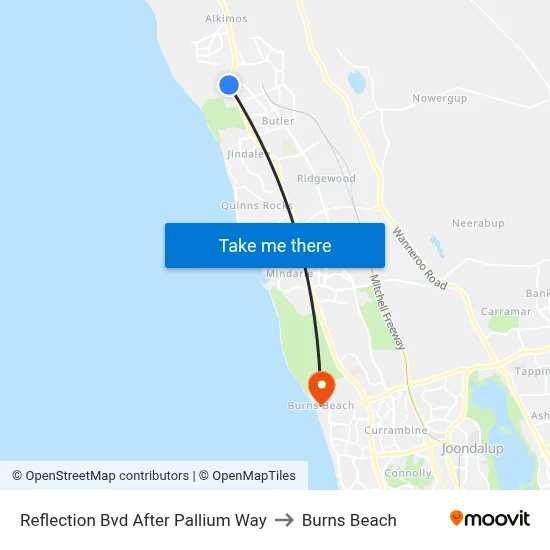 Reflection Bvd After Pallium Way to Burns Beach map