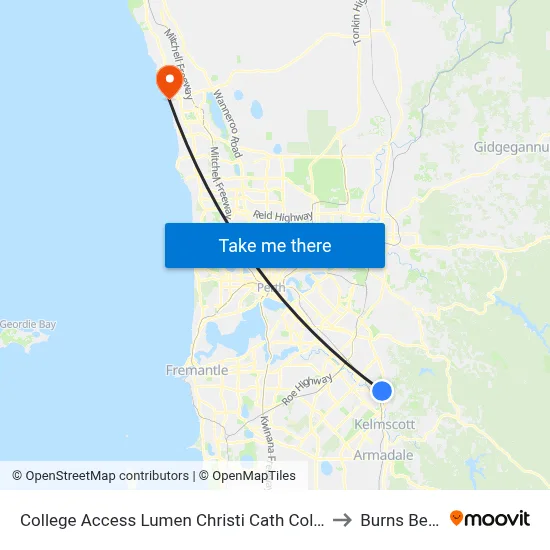 College Access Lumen Christi Cath Col Stand 4 to Burns Beach map