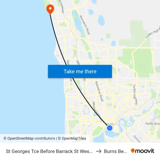 St Georges Tce Before Barrack St Westbound to Burns Beach map