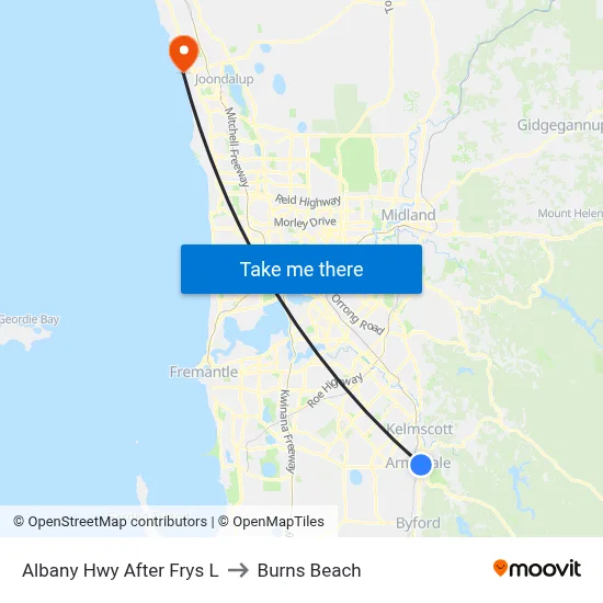 Albany Hwy After Frys L to Burns Beach map