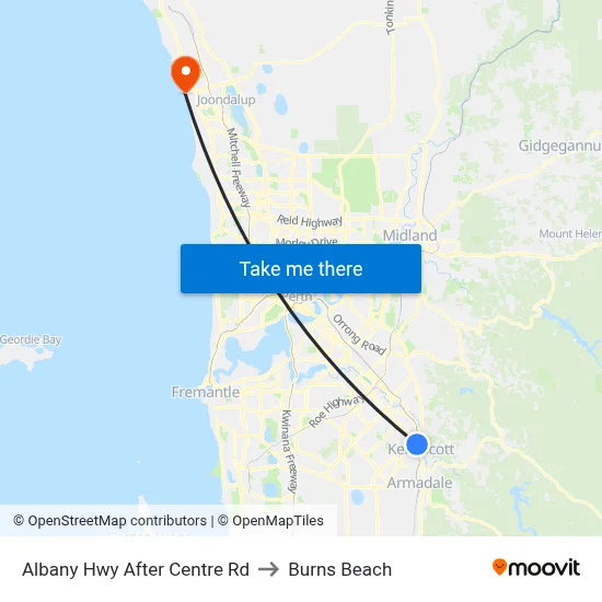 Albany Hwy After Centre Rd to Burns Beach map
