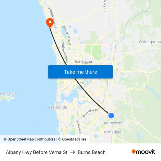 Albany Hwy Before Verna St to Burns Beach map