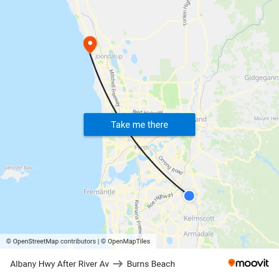Albany Hwy After River Av to Burns Beach map