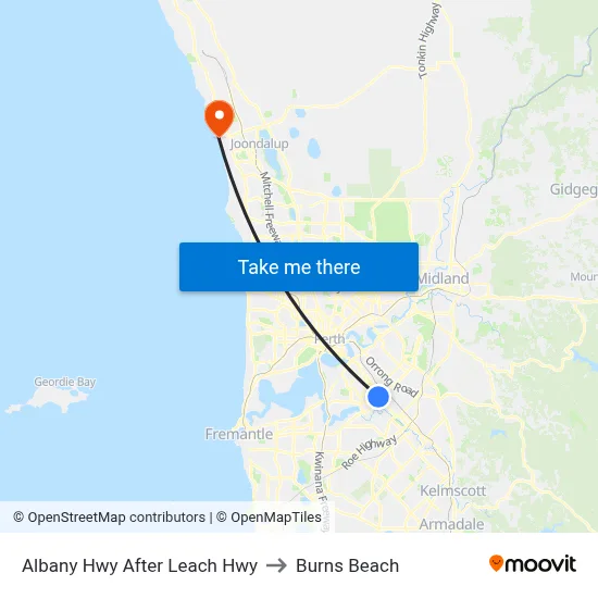 Albany Hwy After Leach Hwy to Burns Beach map