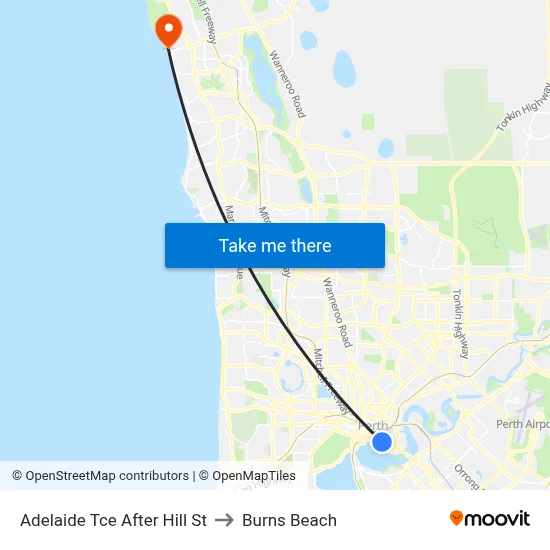 Adelaide Tce After Hill St to Burns Beach map