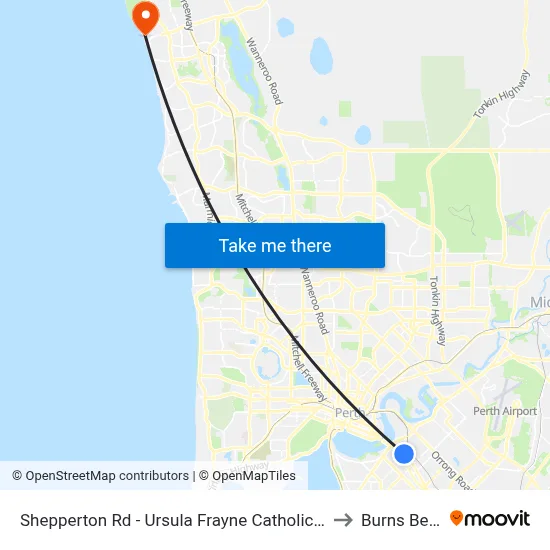 Shepperton Rd - Ursula Frayne Catholic Coll Sen to Burns Beach map