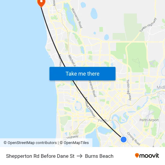 Shepperton Rd Before Dane St to Burns Beach map