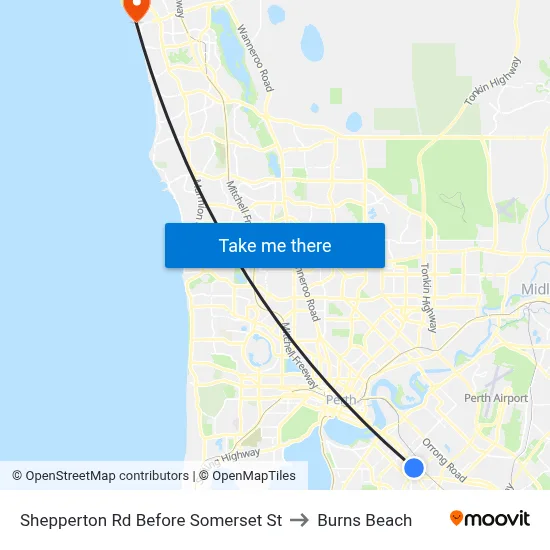 Shepperton Rd Before Somerset St to Burns Beach map