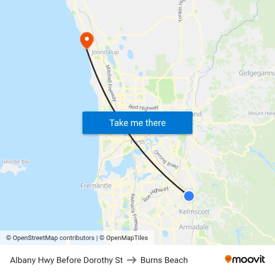 Albany Hwy Before  Dorothy  St to Burns Beach map