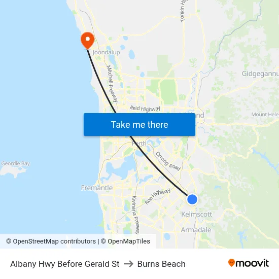 Albany Hwy Before Gerald St to Burns Beach map