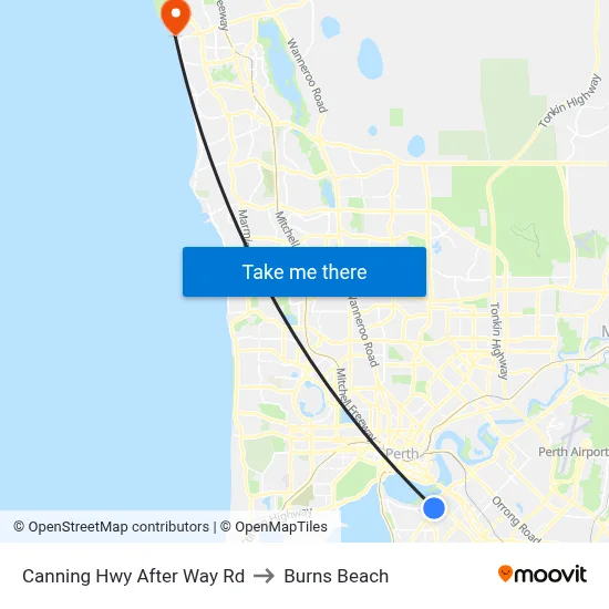 Canning Hwy After Way Rd to Burns Beach map