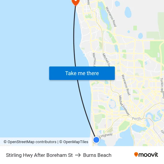 Stirling Hwy After Boreham St to Burns Beach map
