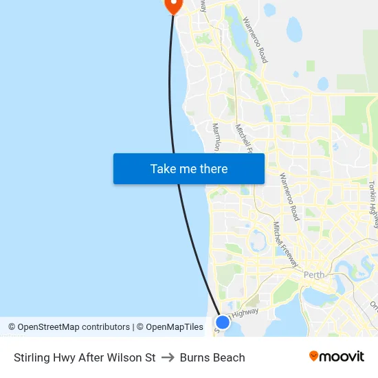 Stirling Hwy After Wilson St to Burns Beach map