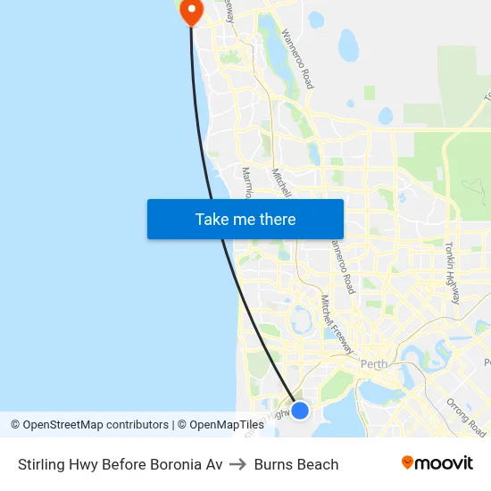 Stirling Hwy Before Boronia Av to Burns Beach map