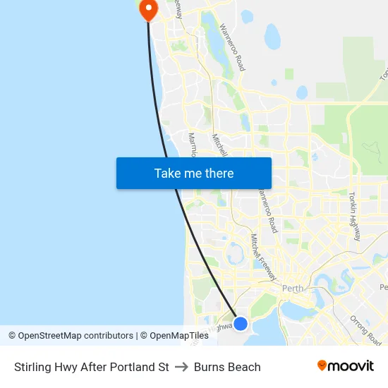 Stirling Hwy After Portland St to Burns Beach map