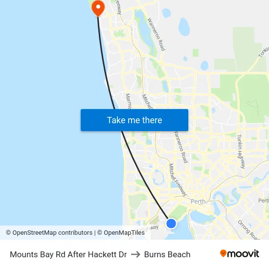 Mounts Bay Rd After Hackett Dr to Burns Beach map