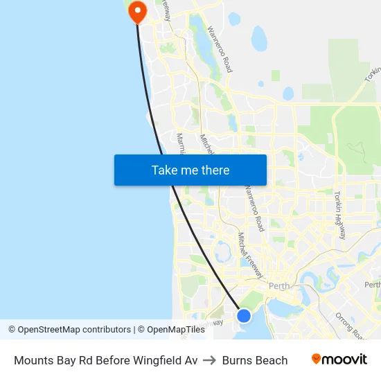 Mounts Bay Rd Before Wingfield Av to Burns Beach map
