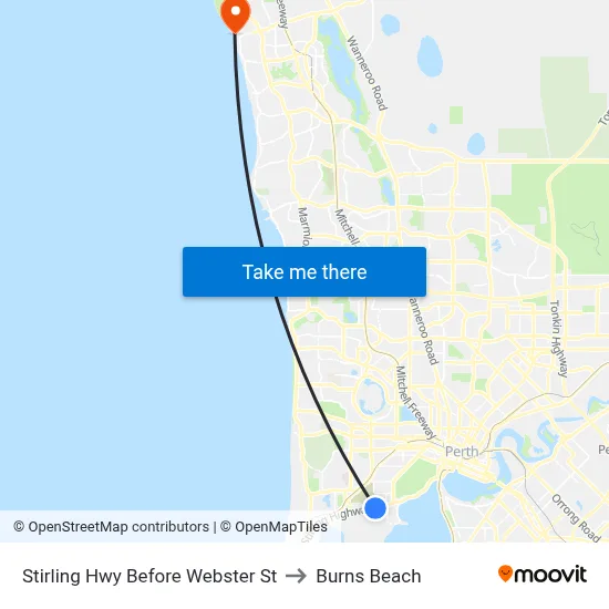 Stirling Hwy Before Webster St to Burns Beach map