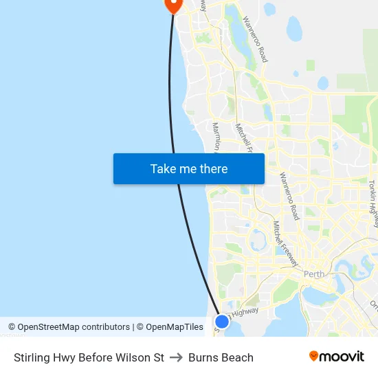 Stirling Hwy Before Wilson St to Burns Beach map
