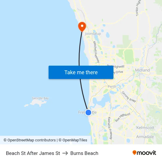 Beach St After James St to Burns Beach map