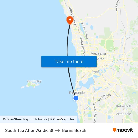 South Tce After Wardie St to Burns Beach map
